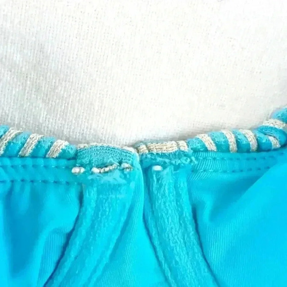 Andie Swim Bikini Gold Stripe Bikini Splash/Bermuda Top S/ Classic Bottom M - Picture 12 of 15